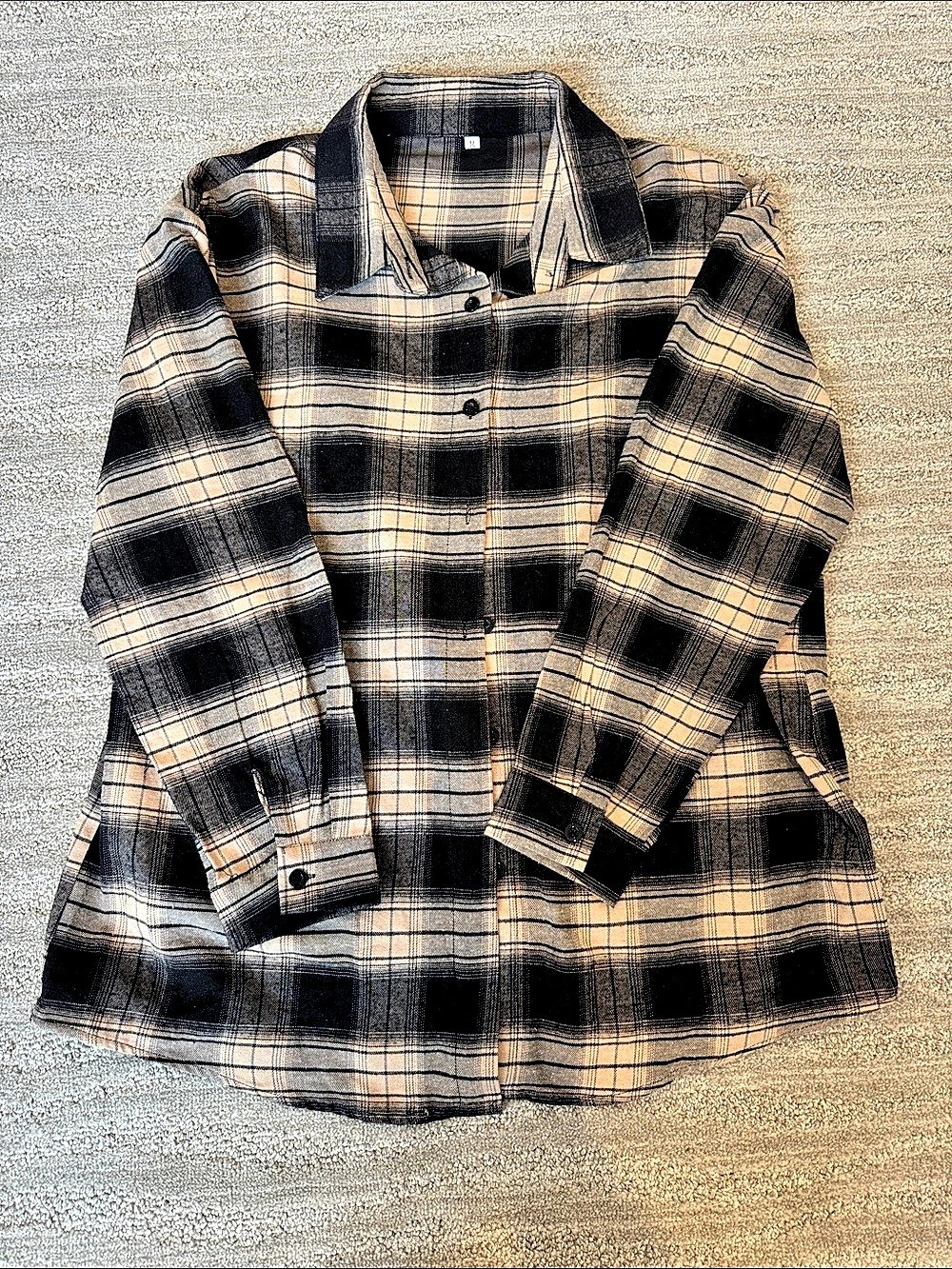 SHEIN Plaid Utility Jacket in Beige & Black Size Medium